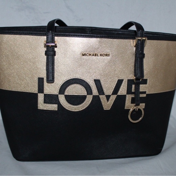 Michael Kors Handbags - Michael Kors Black and Gold LOVE Tote
